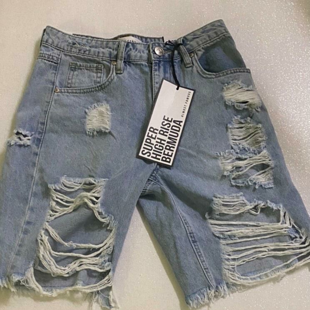 Ripped jean shorts